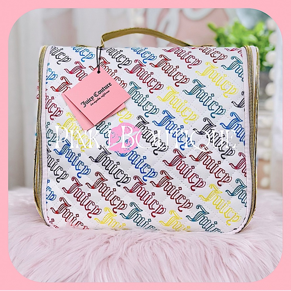 💗{Juicy Couture} Stylish Multi Color Quilted Hanging Toiletry | Cosmetic Bag!